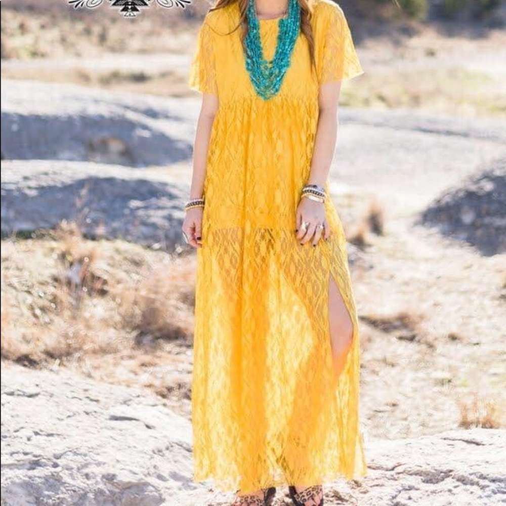 Crazy Train Mustard Maxi dress
